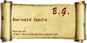 Bervald Gyula névjegykártya